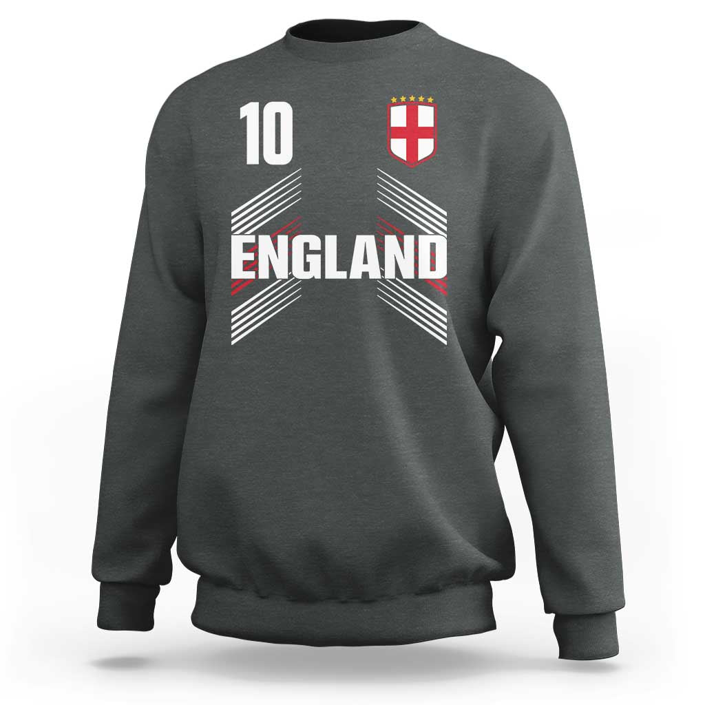 England Soccer Sports Graphic Number 10 Jersey Style Sweatshirt Proud St George Cross Football Fans Game Day Pride