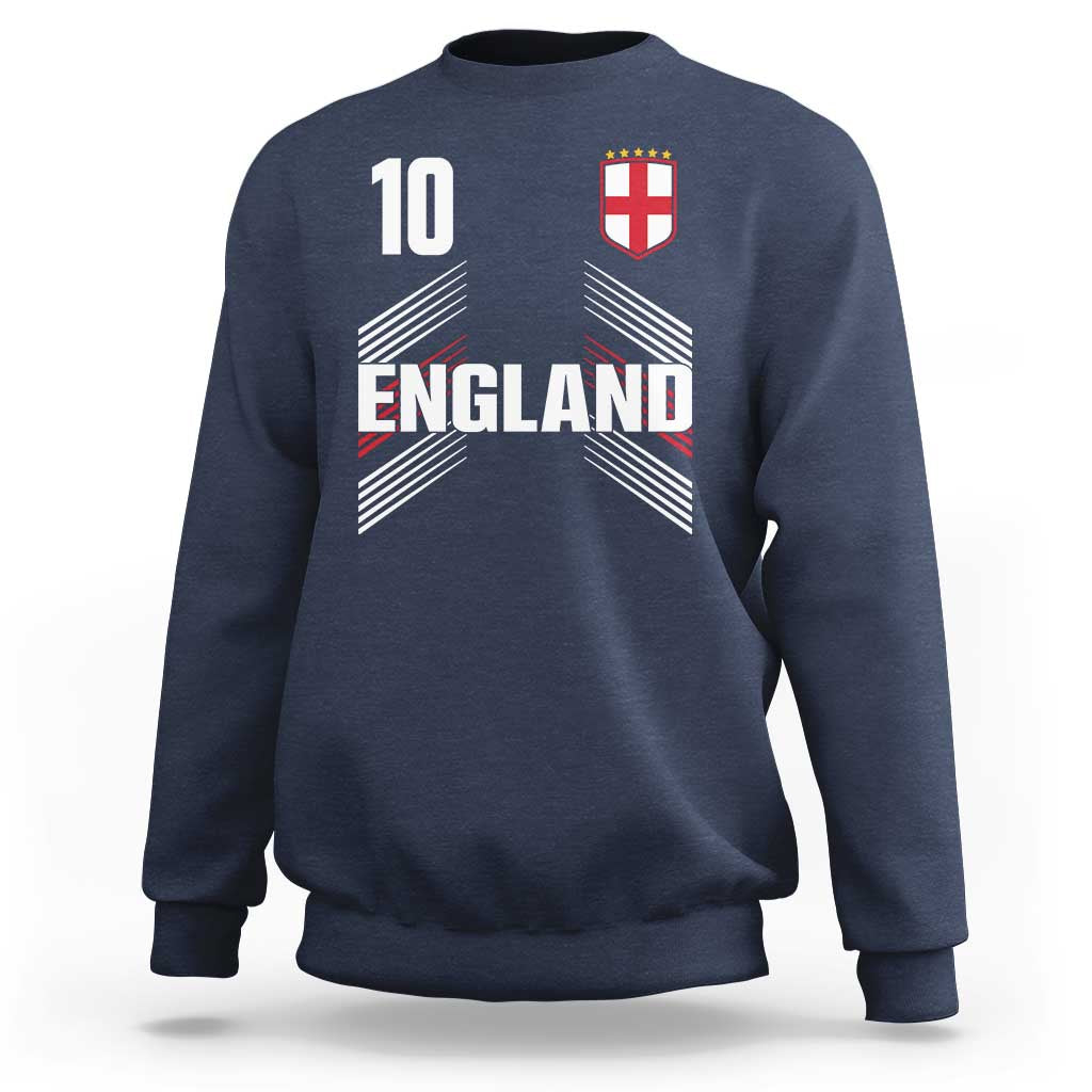 England Soccer Sports Graphic Number 10 Jersey Style Sweatshirt Proud St George Cross Football Fans Game Day Pride