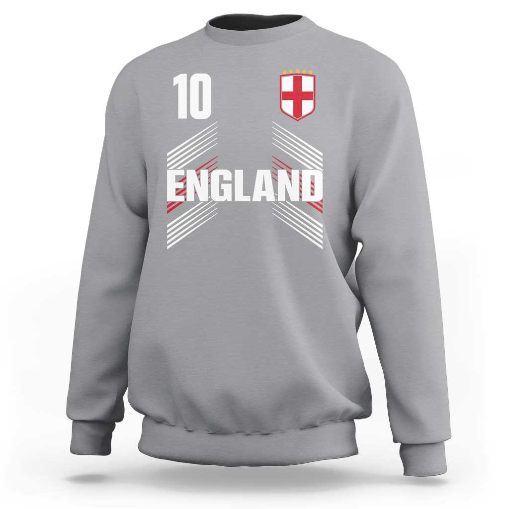 England Soccer Sports Graphic Number 10 Jersey Style Sweatshirt Proud St George Cross Football Fans Game Day Pride