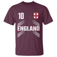 England Soccer Sports Graphic Number 10 Jersey Style T Shirt Proud St George Cross Football Fans Game Day Pride
