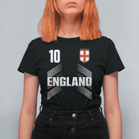 England Soccer Sports Graphic Number 10 Jersey Style T Shirt For Women Proud St George Cross Football Fans Game Day Pride