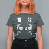 England Soccer Sports Graphic Number 10 Jersey Style T Shirt For Women Proud St George Cross Football Fans Game Day Pride
