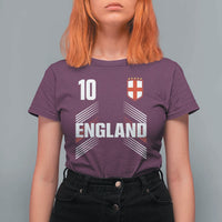 England Soccer Sports Graphic Number 10 Jersey Style T Shirt For Women Proud St George Cross Football Fans Game Day Pride