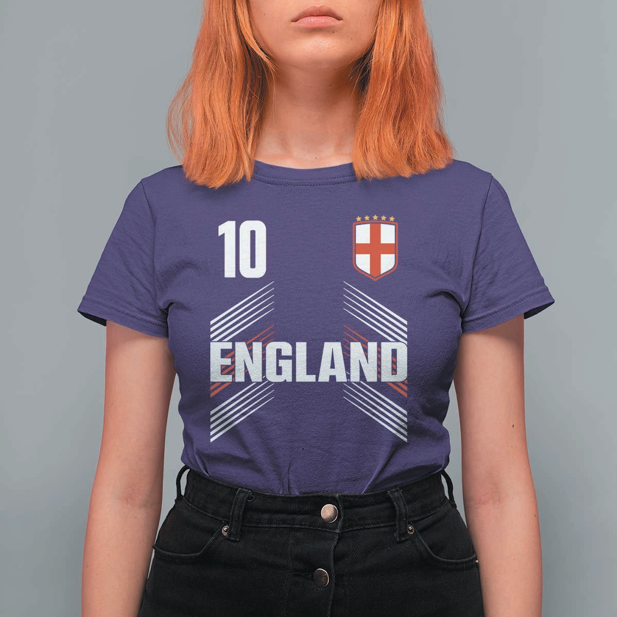 England Soccer Sports Graphic Number 10 Jersey Style T Shirt For Women Proud St George Cross Football Fans Game Day Pride