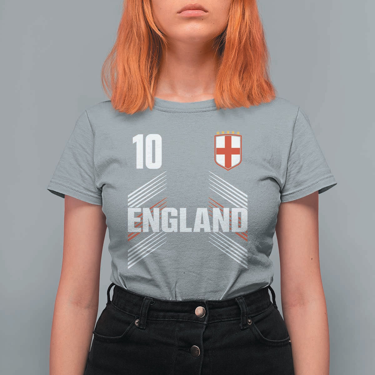 England Soccer Sports Graphic Number 10 Jersey Style T Shirt For Women Proud St George Cross Football Fans Game Day Pride