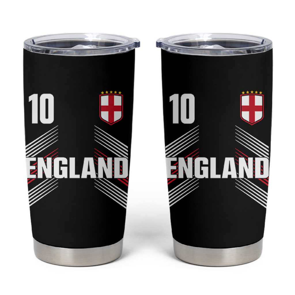 England Soccer Sports Graphic Number 10 Jersey Style Tumbler Cup Proud St George Cross Football Fans Game Day Pride