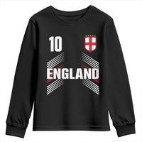 England Soccer Sports Graphic Number 10 Jersey Style Youth Sweatshirt Proud St George Cross Football Fans Game Day Pride