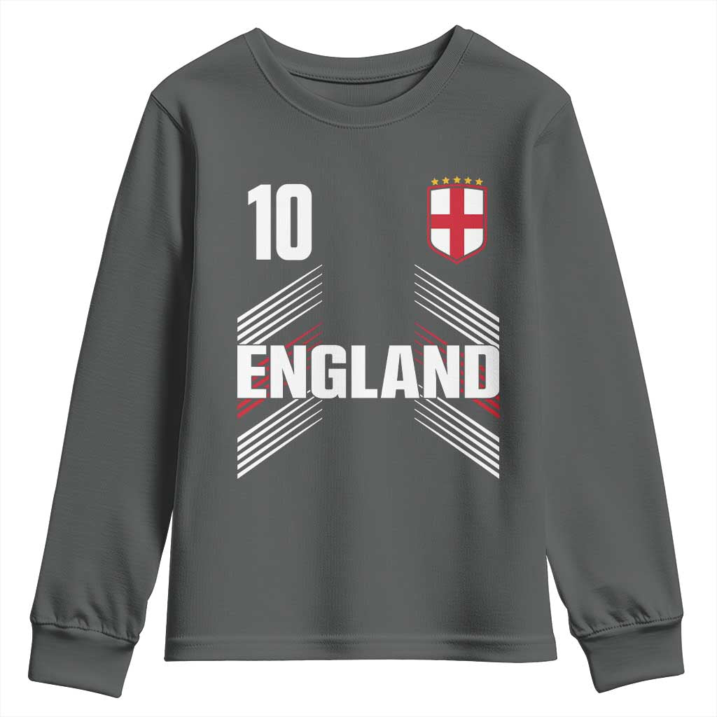England Soccer Sports Graphic Number 10 Jersey Style Youth Sweatshirt Proud St George Cross Football Fans Game Day Pride