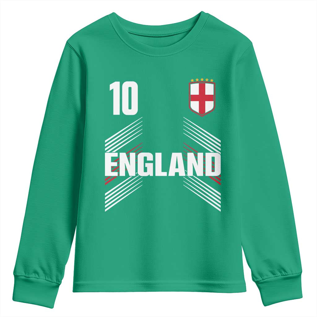 England Soccer Sports Graphic Number 10 Jersey Style Youth Sweatshirt Proud St George Cross Football Fans Game Day Pride