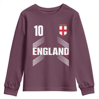 England Soccer Sports Graphic Number 10 Jersey Style Youth Sweatshirt Proud St George Cross Football Fans Game Day Pride