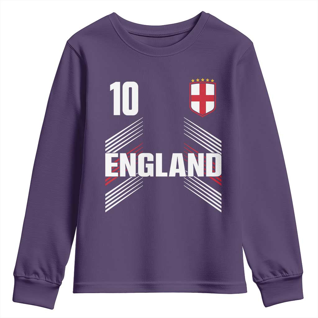 England Soccer Sports Graphic Number 10 Jersey Style Youth Sweatshirt Proud St George Cross Football Fans Game Day Pride