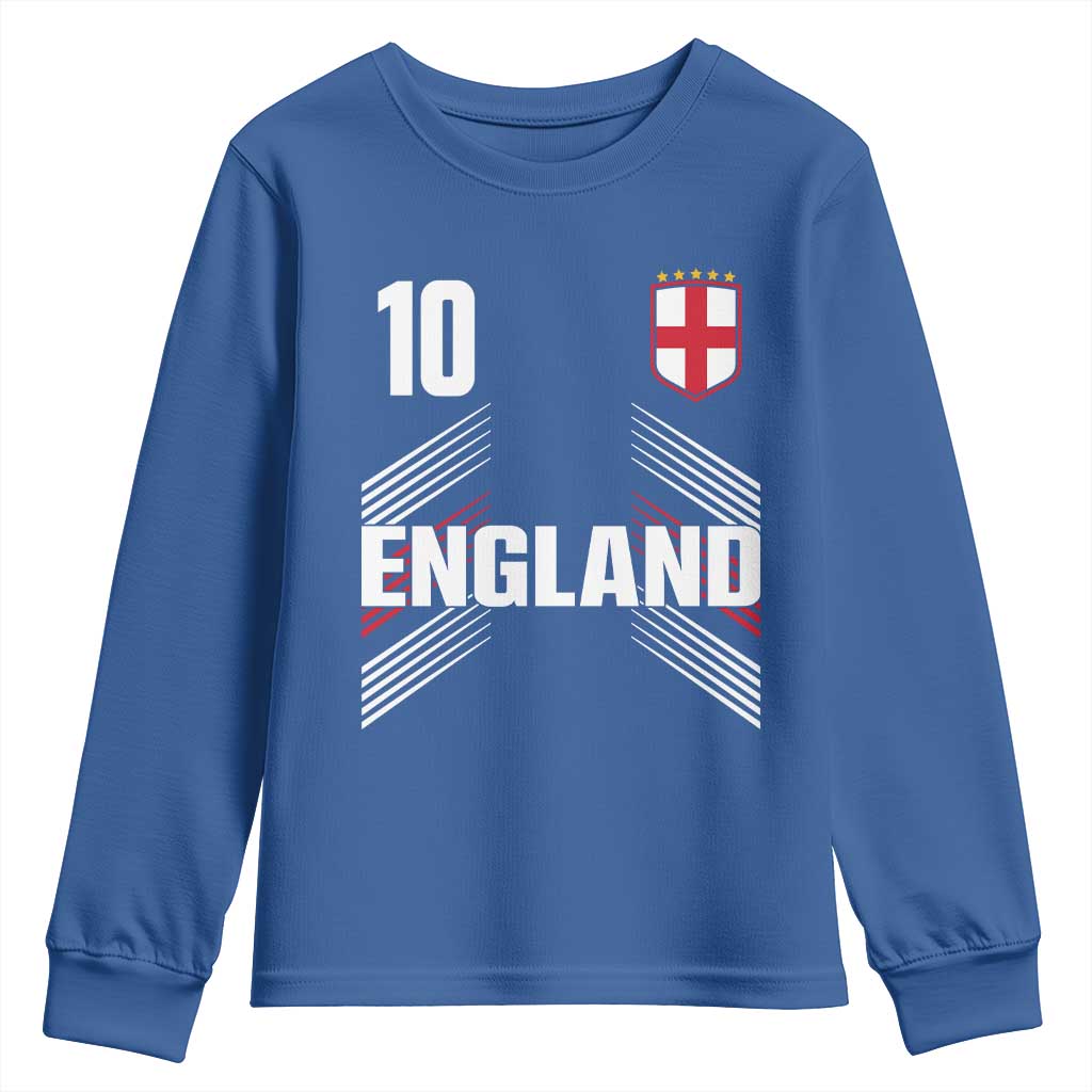 England Soccer Sports Graphic Number 10 Jersey Style Youth Sweatshirt Proud St George Cross Football Fans Game Day Pride