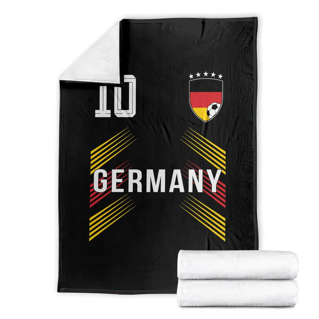 Germany Soccer Sports Graphic Number 10 Jersey Style Throw Blanket Proud German Football Fans Game Day Pride