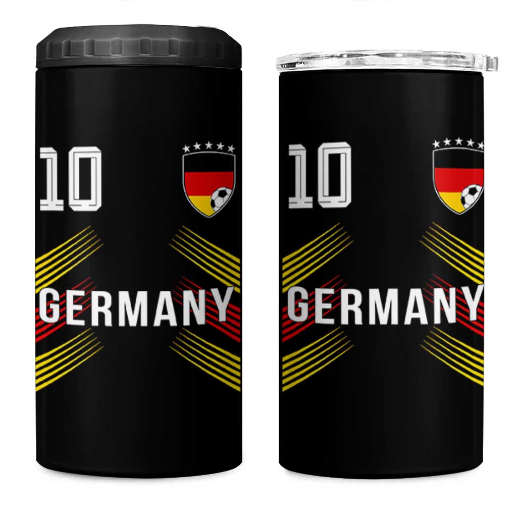 Germany Soccer Sports Graphic Number 10 Jersey Style 4 in 1 Can Cooler Tumbler Proud German Football Fans Game Day Pride