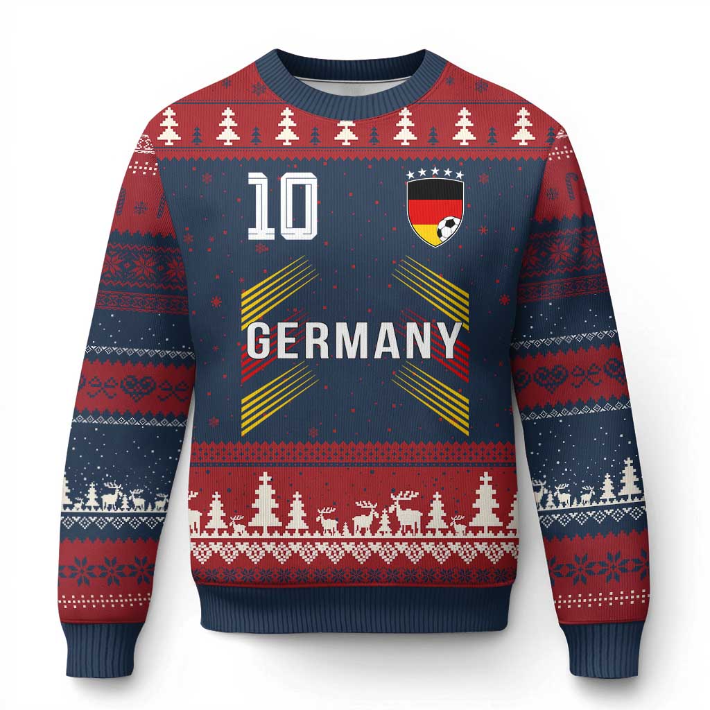 Germany Soccer Sports Graphic Number 10 Jersey Style Ugly Christmas Sweater Proud German Football Fans Game Day Pride