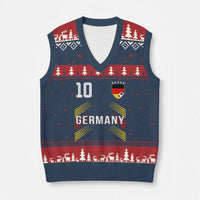 Germany Soccer Sports Graphic Number 10 Jersey Style V-Neck Knit Sweater Vest Proud German Football Fans Game Day Pride