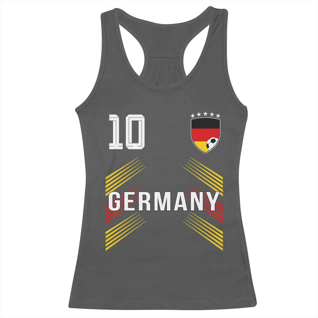 Germany Soccer Sports Graphic Number 10 Jersey Style Racerback Tank Top Proud German Football Fans Game Day Pride