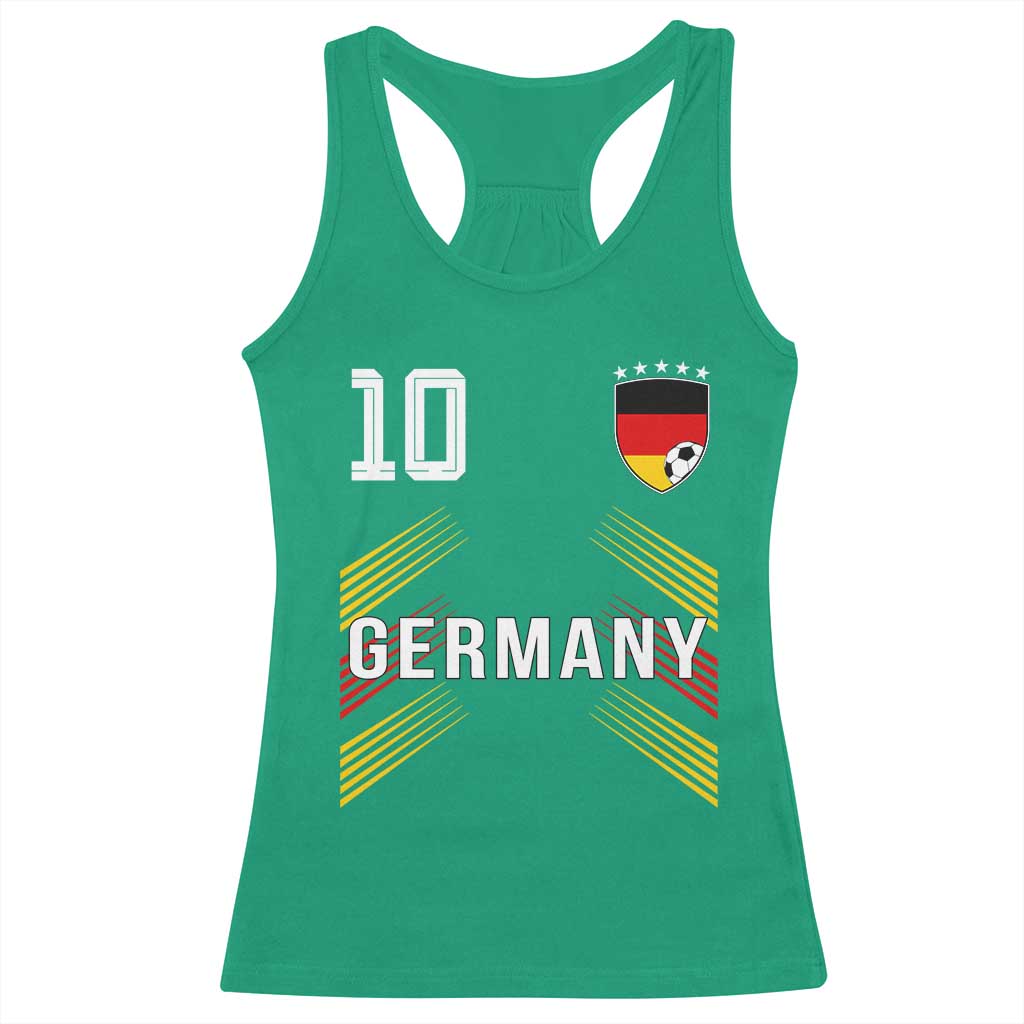 Germany Soccer Sports Graphic Number 10 Jersey Style Racerback Tank Top Proud German Football Fans Game Day Pride
