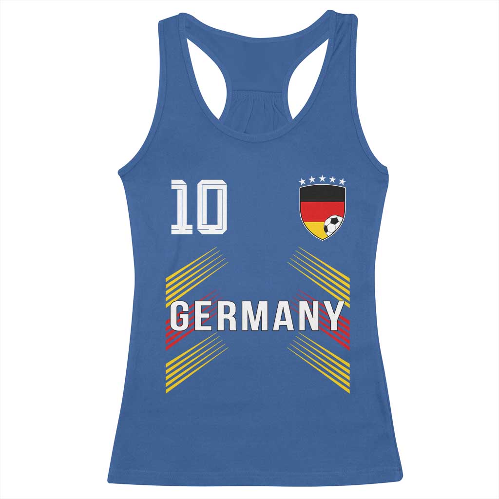Germany Soccer Sports Graphic Number 10 Jersey Style Racerback Tank Top Proud German Football Fans Game Day Pride