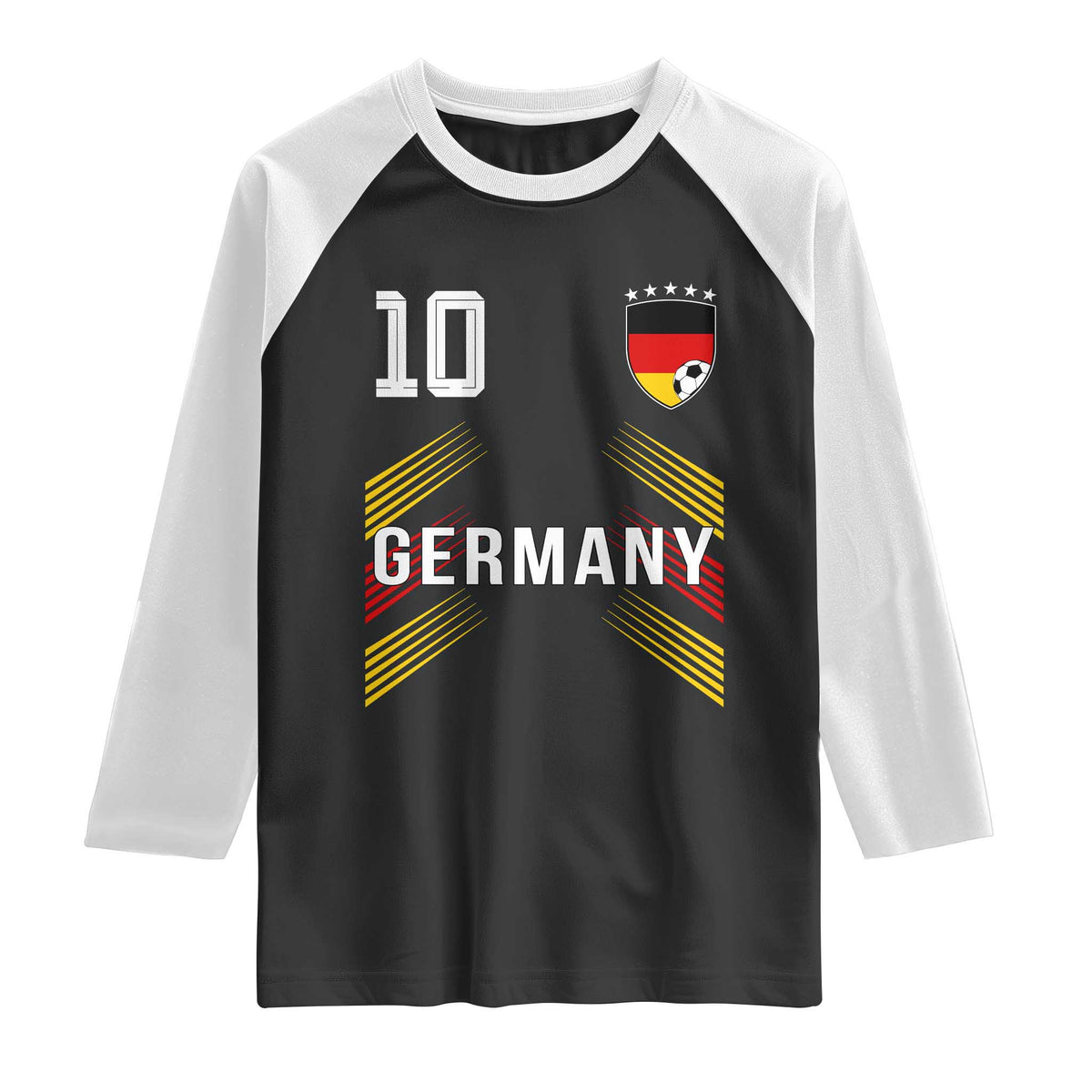 Germany Soccer Sports Graphic Number 10 Jersey Style Raglan Shirt Proud German Football Fans Game Day Pride
