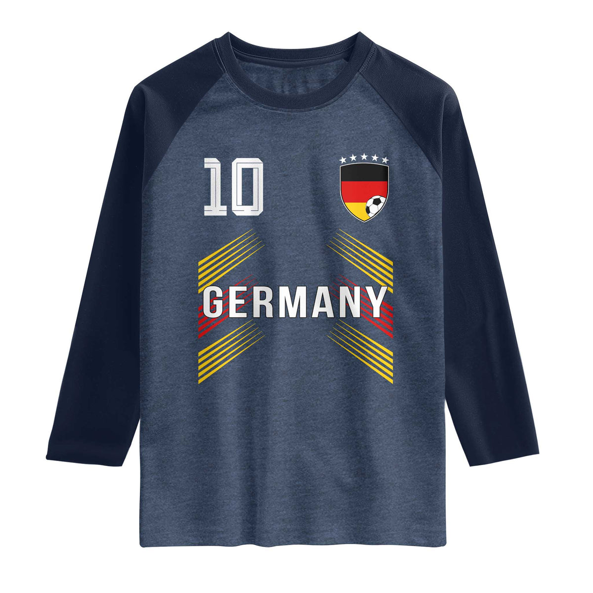 Germany Soccer Sports Graphic Number 10 Jersey Style Raglan Shirt Proud German Football Fans Game Day Pride