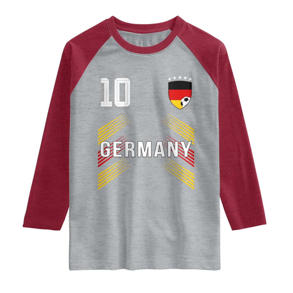 Germany Soccer Sports Graphic Number 10 Jersey Style Raglan Shirt Proud German Football Fans Game Day Pride