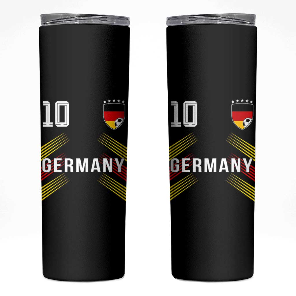 Germany Soccer Sports Graphic Number 10 Jersey Style Skinny Tumbler Proud German Football Fans Game Day Pride