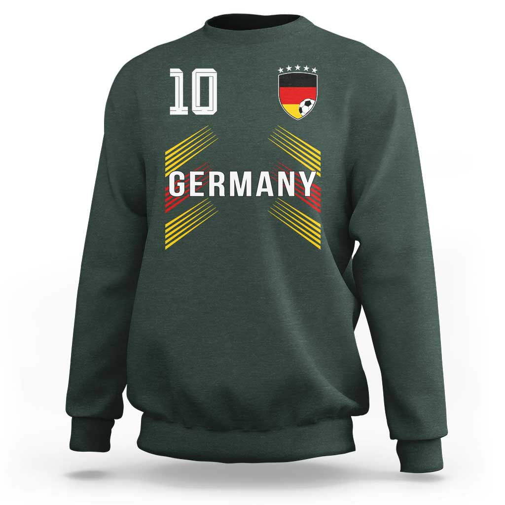 Germany Soccer Sports Graphic Number 10 Jersey Style Sweatshirt Proud German Football Fans Game Day Pride