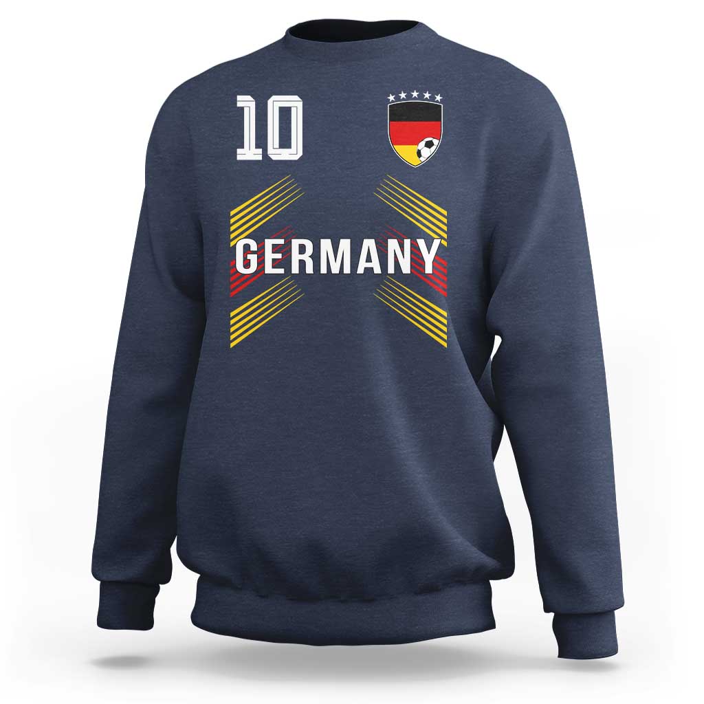 Germany Soccer Sports Graphic Number 10 Jersey Style Sweatshirt Proud German Football Fans Game Day Pride