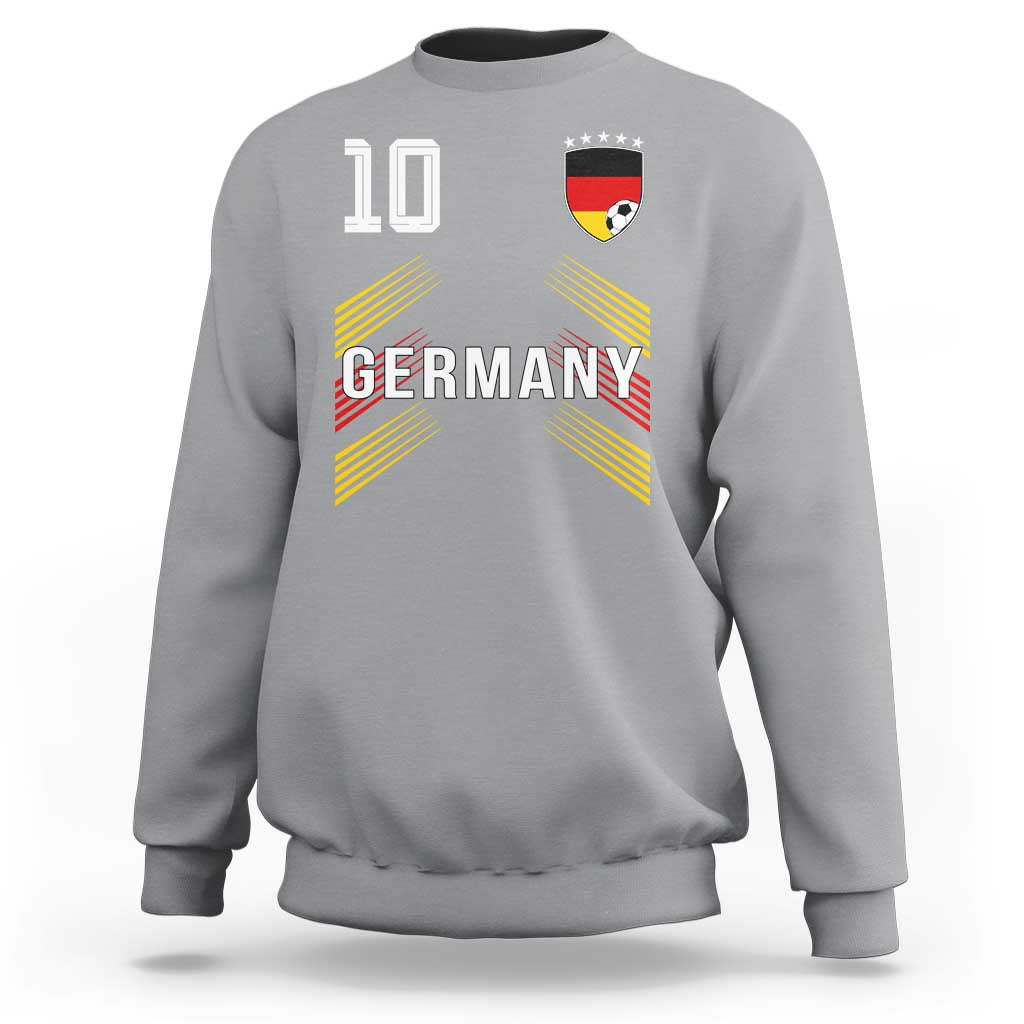 Germany Soccer Sports Graphic Number 10 Jersey Style Sweatshirt Proud German Football Fans Game Day Pride