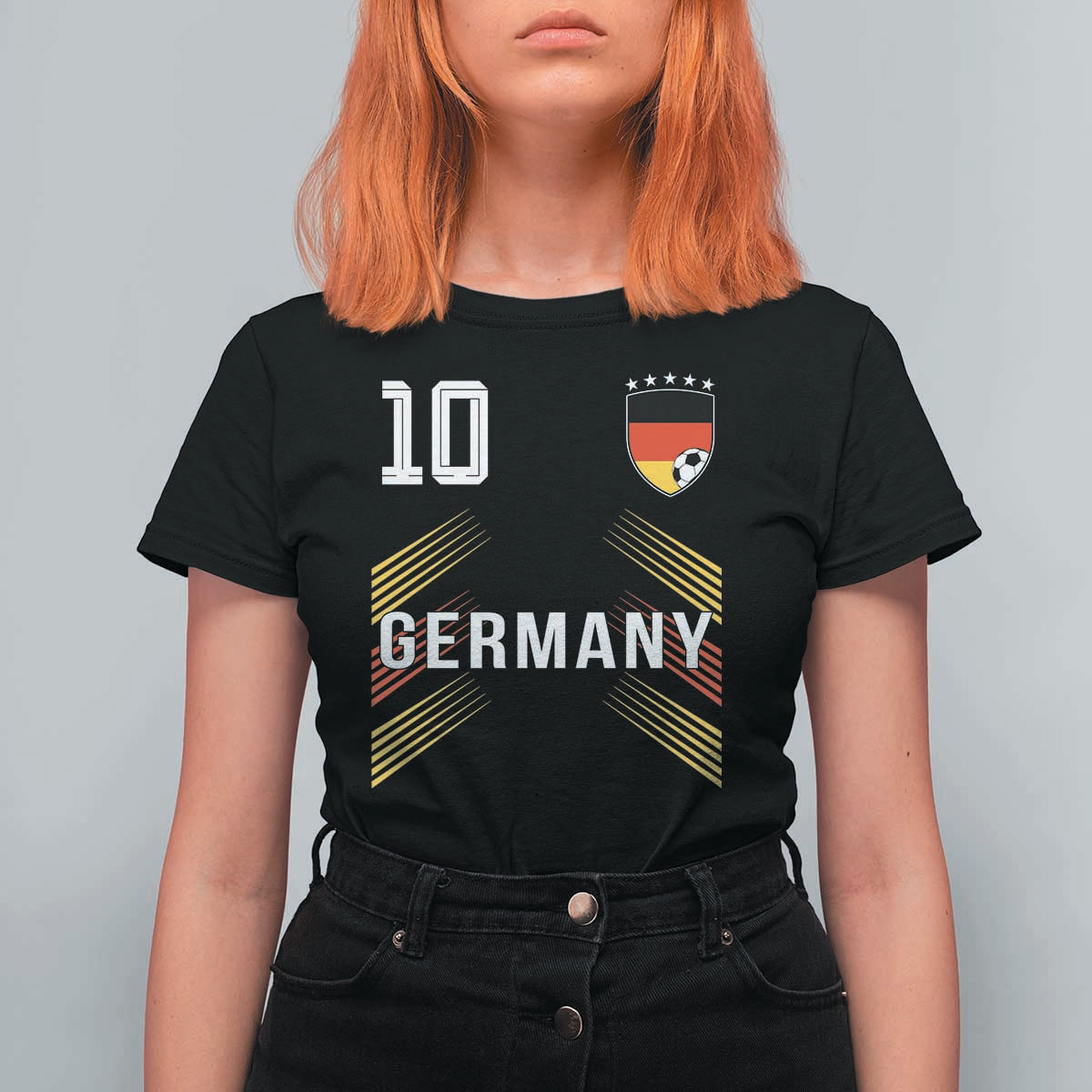 Germany Soccer Sports Graphic Number 10 Jersey Style T Shirt For Women Proud German Football Fans Game Day Pride