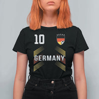 Germany Soccer Sports Graphic Number 10 Jersey Style T Shirt For Women Proud German Football Fans Game Day Pride
