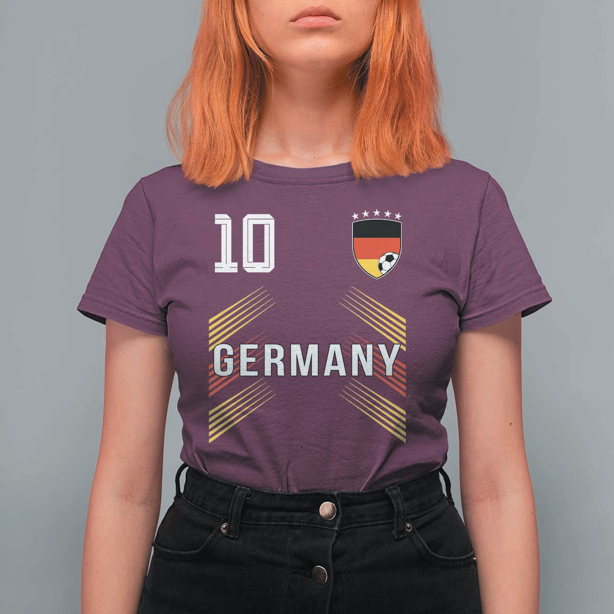 Germany Soccer Sports Graphic Number 10 Jersey Style T Shirt For Women Proud German Football Fans Game Day Pride