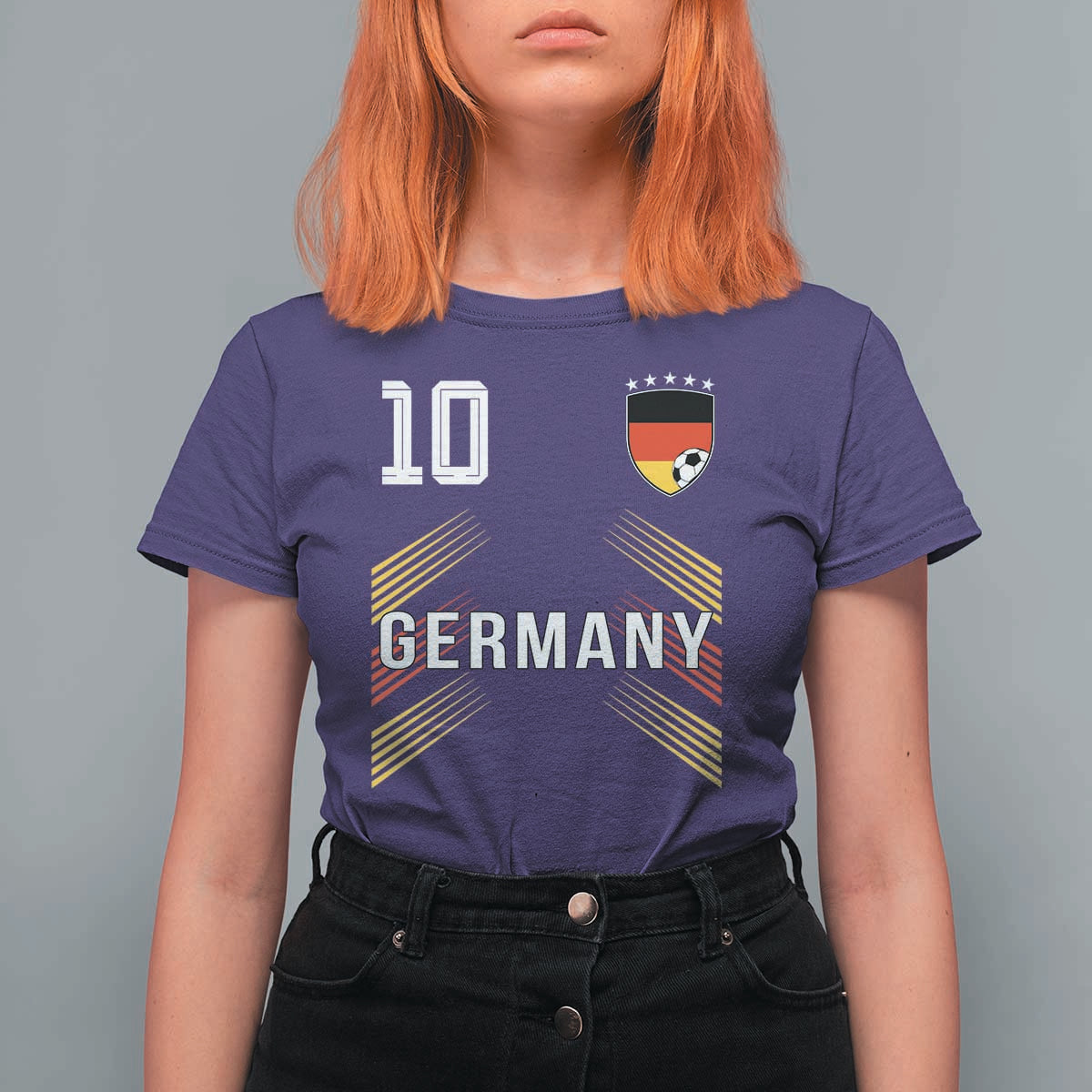 Germany Soccer Sports Graphic Number 10 Jersey Style T Shirt For Women Proud German Football Fans Game Day Pride