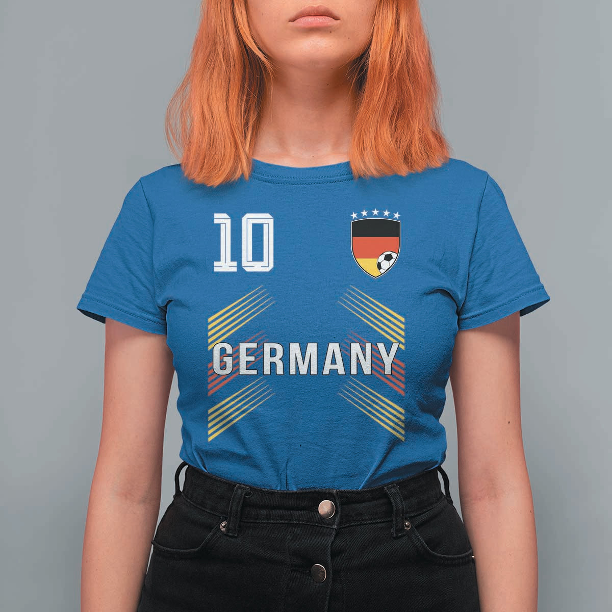 Germany Soccer Sports Graphic Number 10 Jersey Style T Shirt For Women Proud German Football Fans Game Day Pride