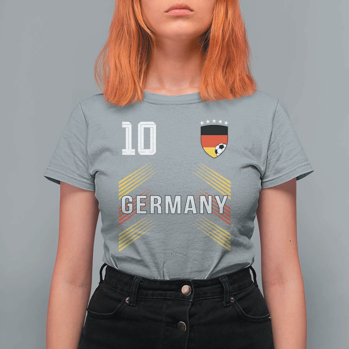 Germany Soccer Sports Graphic Number 10 Jersey Style T Shirt For Women Proud German Football Fans Game Day Pride