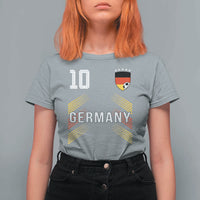 Germany Soccer Sports Graphic Number 10 Jersey Style T Shirt For Women Proud German Football Fans Game Day Pride