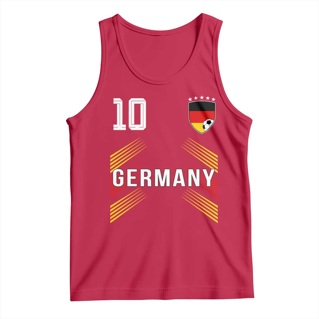 Germany Soccer Sports Graphic Number 10 Jersey Style Tank Top Proud German Football Fans Game Day Pride