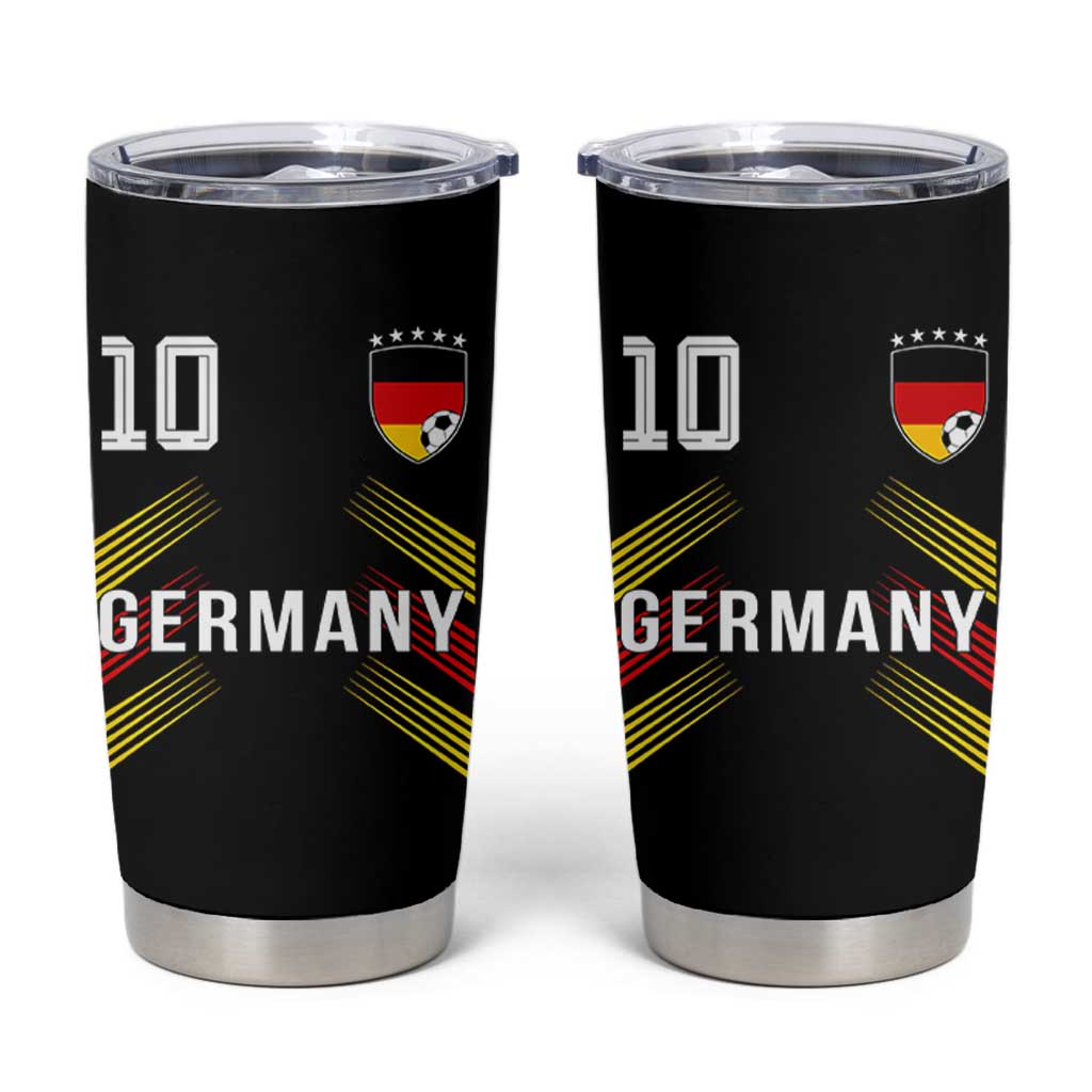 Germany Soccer Sports Graphic Number 10 Jersey Style Tumbler Cup Proud German Football Fans Game Day Pride
