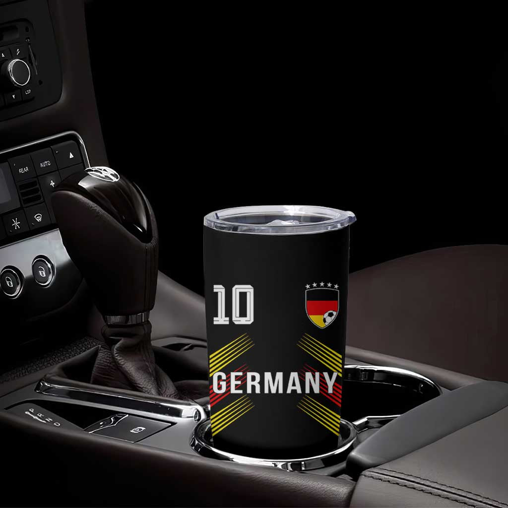 Germany Soccer Sports Graphic Number 10 Jersey Style Tumbler Cup Proud German Football Fans Game Day Pride