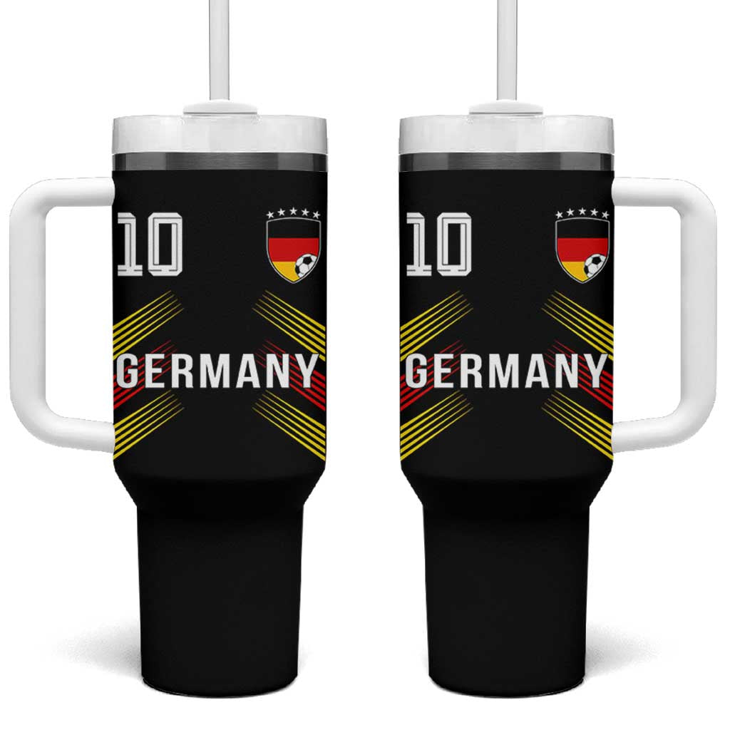 Germany Soccer Sports Graphic Number 10 Jersey Style Tumbler With Handle Proud German Football Fans Game Day Pride