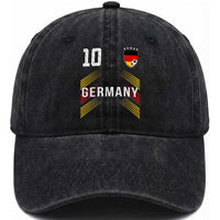 Germany Soccer Sports Graphic Number 10 Jersey Style Washed Cotton Baseball Cap Proud German Football Fans Game Day Pride