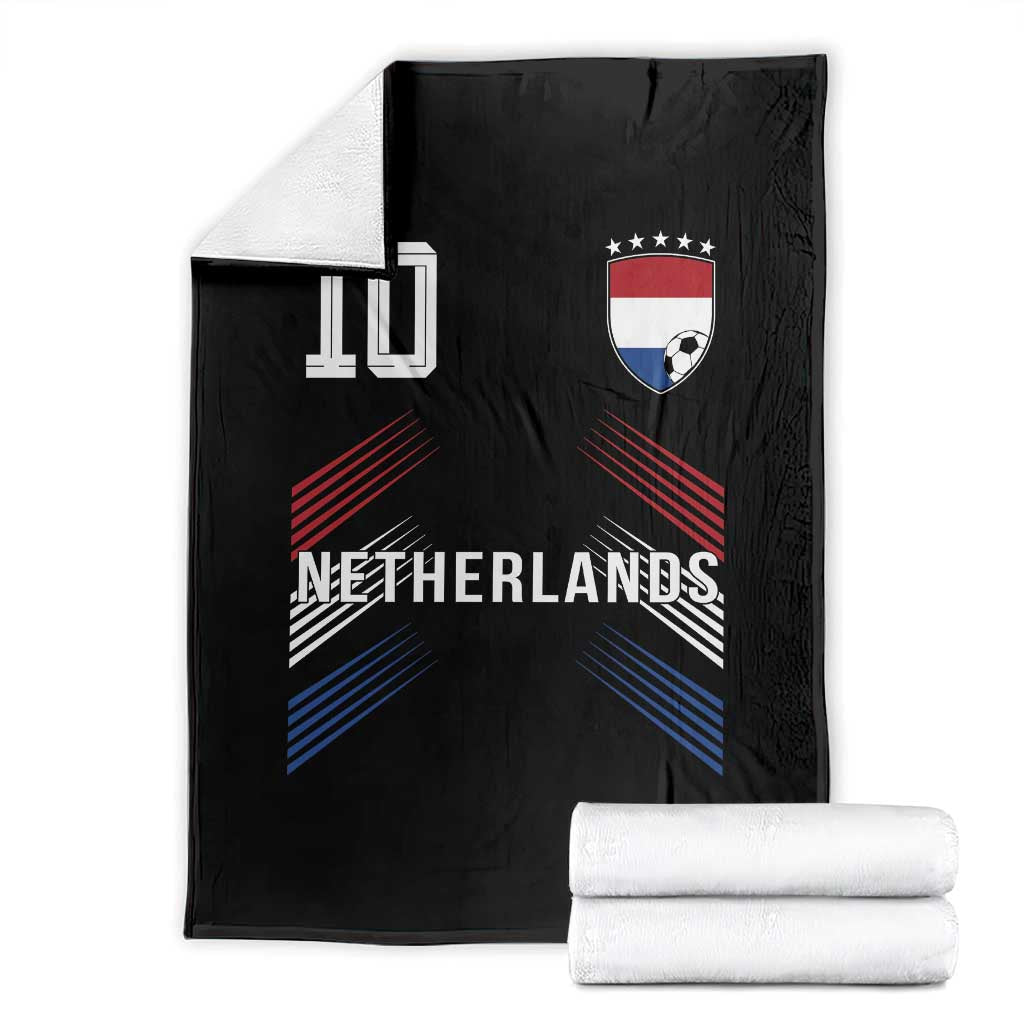 Netherlands Soccer Sports Graphic Number 10 Jersey Style Throw Blanket Proud Nederlands Holland Football Fans Game Day Pride