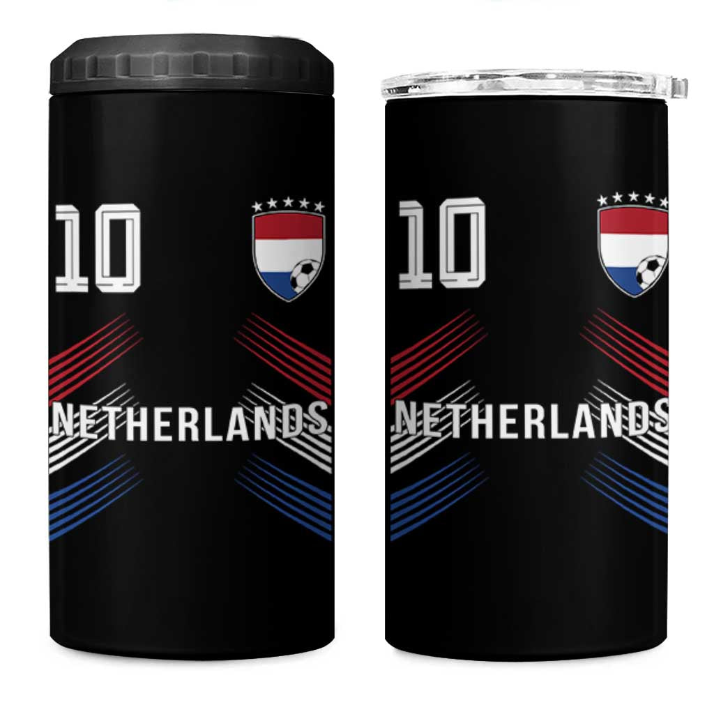 Netherlands Soccer Sports Graphic Number 10 Jersey Style 4 in 1 Can Cooler Tumbler Proud Nederlands Holland Football Fans Game Day Pride