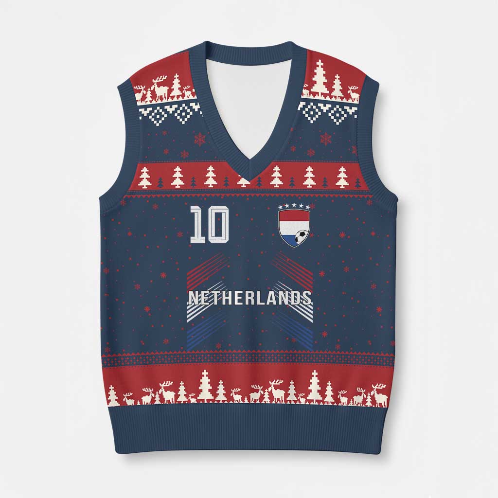Netherlands Soccer Sports Graphic Number 10 Jersey Style V-Neck Knit Sweater Vest Proud Nederlands Holland Football Fans Game Day Pride