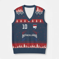 Netherlands Soccer Sports Graphic Number 10 Jersey Style V-Neck Knit Sweater Vest Proud Nederlands Holland Football Fans Game Day Pride