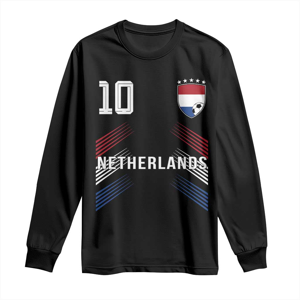 Netherlands Soccer Sports Graphic Number 10 Jersey Style Long Sleeve Shirt Proud Nederlands Holland Football Fans Game Day Pride
