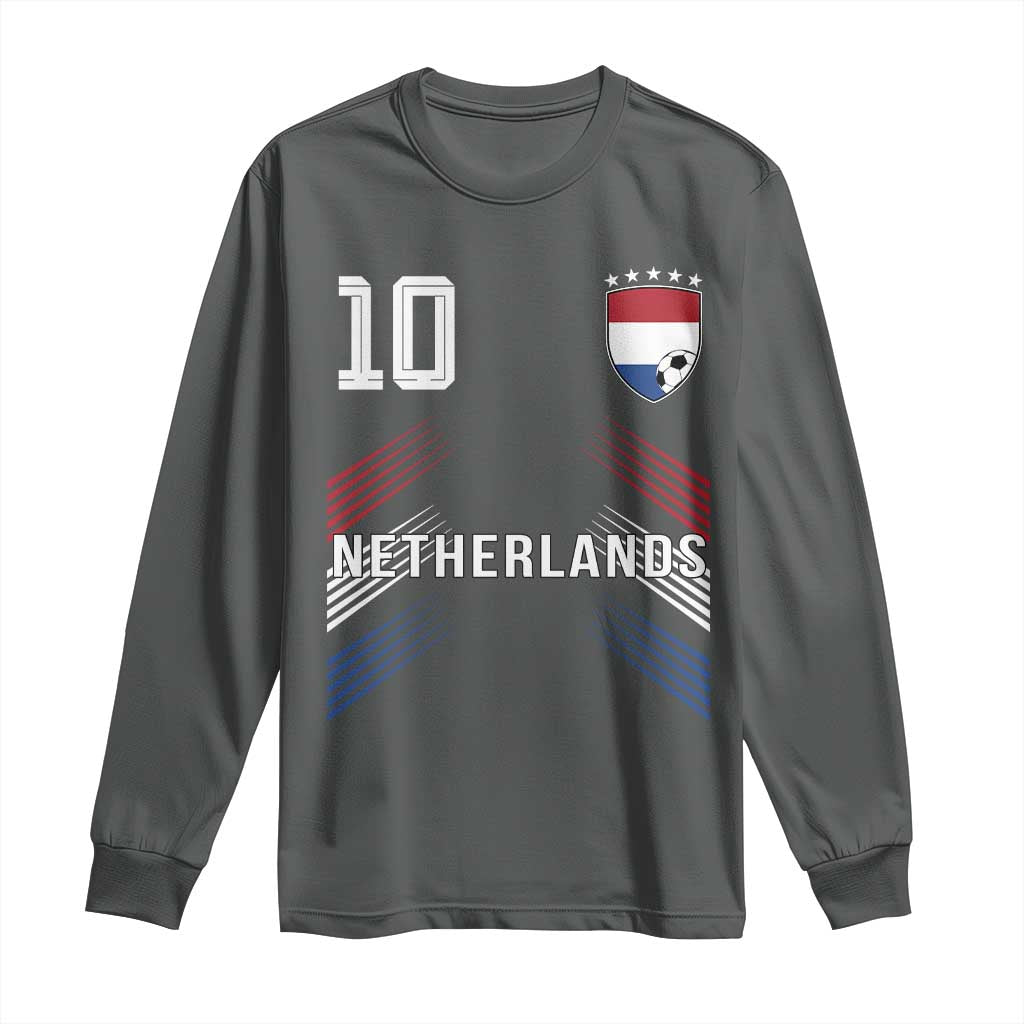 Netherlands Soccer Sports Graphic Number 10 Jersey Style Long Sleeve Shirt Proud Nederlands Holland Football Fans Game Day Pride