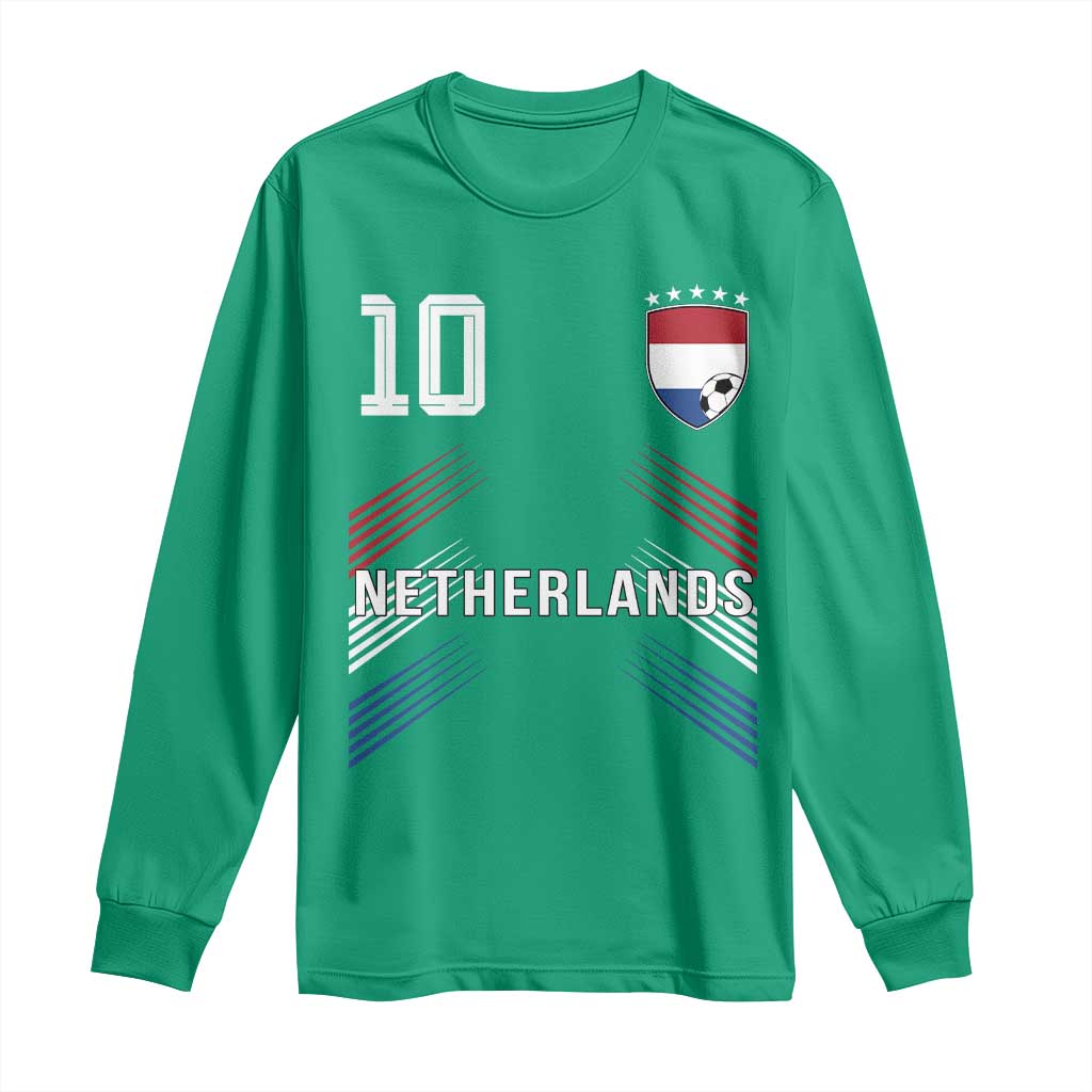 Netherlands Soccer Sports Graphic Number 10 Jersey Style Long Sleeve Shirt Proud Nederlands Holland Football Fans Game Day Pride
