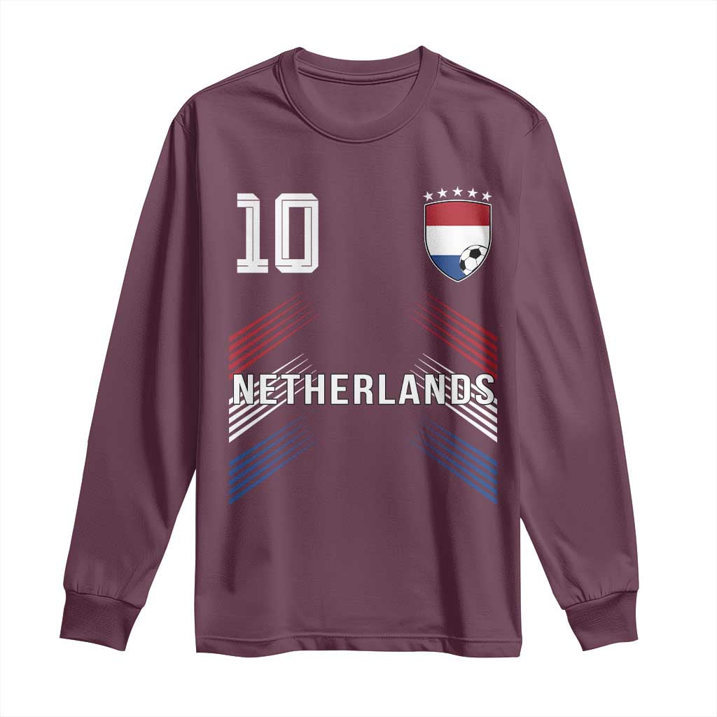 Netherlands Soccer Sports Graphic Number 10 Jersey Style Long Sleeve Shirt Proud Nederlands Holland Football Fans Game Day Pride